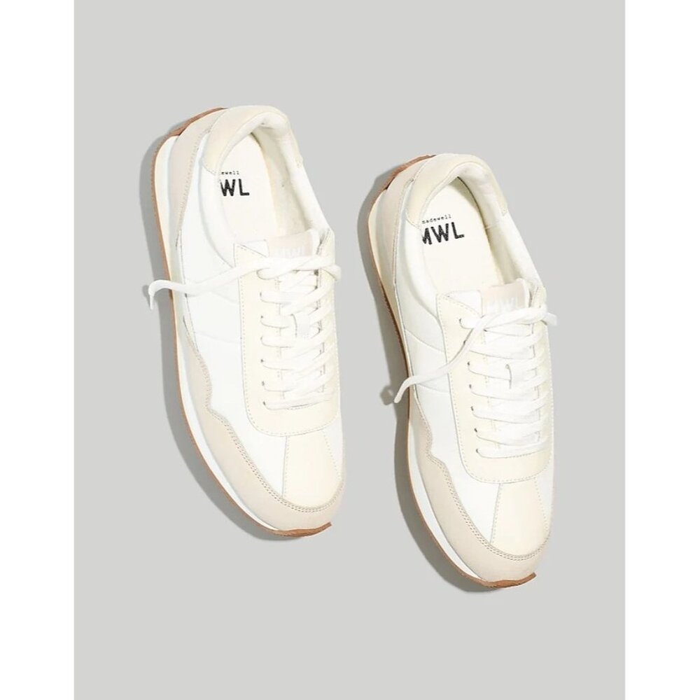 Madewell League Sneakers in Washed Nubuck in Cloud Linen Multi